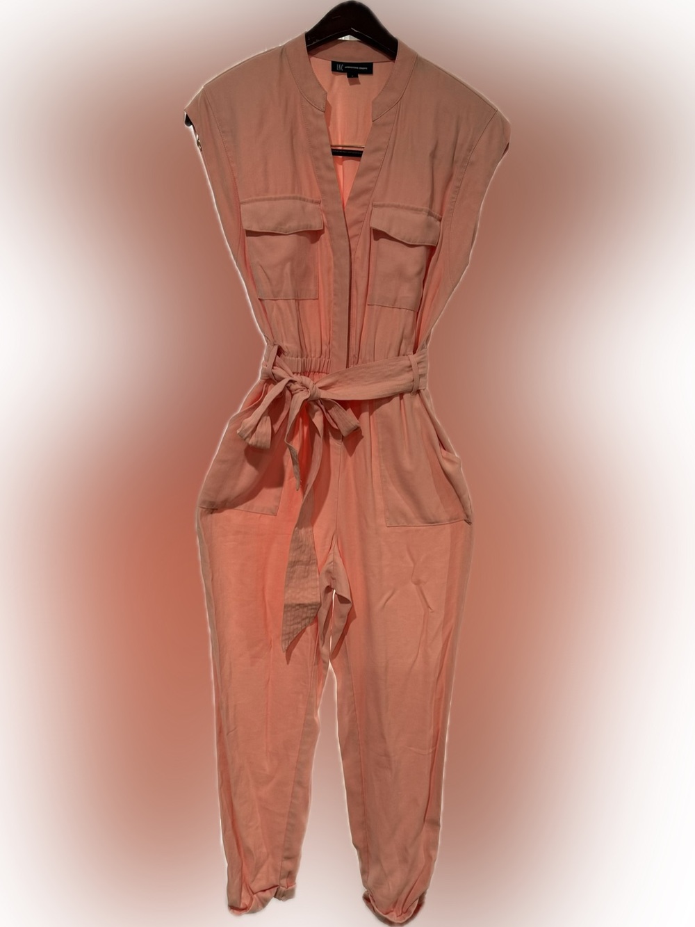 INC International Concepts Blush Utility Tie-Waist Jumpsuit